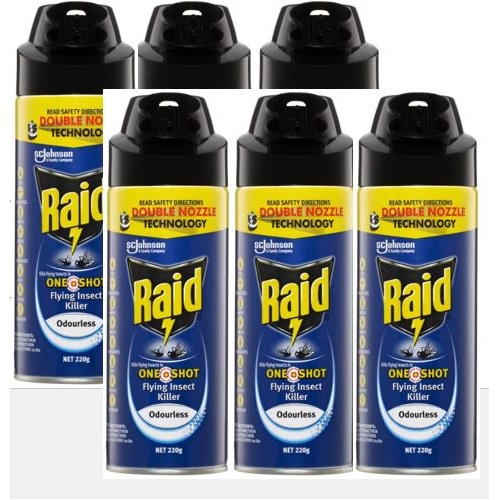 6 x Raid One Shot Flying Insect Killer 220g CTN