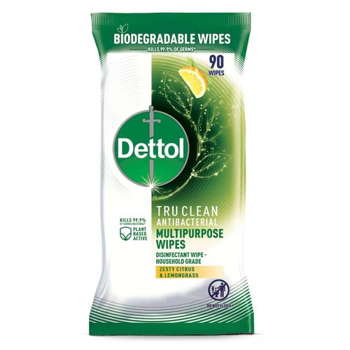 Dettol Tru Clean Wipes Zesty Citrus & Lemongrass 90pk