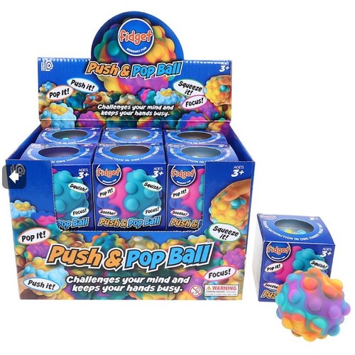 CTN 12 x Fidget Push & Pop Sensory Ball 7cm