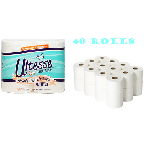 Ultesse Toilet Tissue Double Length 3PLY 380 Sheets 40 Rolls