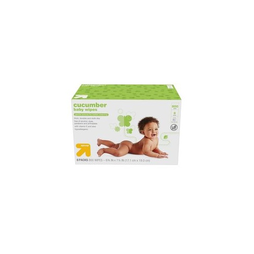 Up & Up Cucumber (CLEARANCE LIMITED TIME) Box 800 Baby Wipes With Hard Cap Case