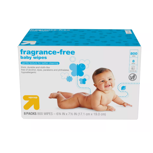 Up & Up Unscented (CLEARANCE LIMITED TIME) Box 800 Baby Wipes With Hard Cap Case