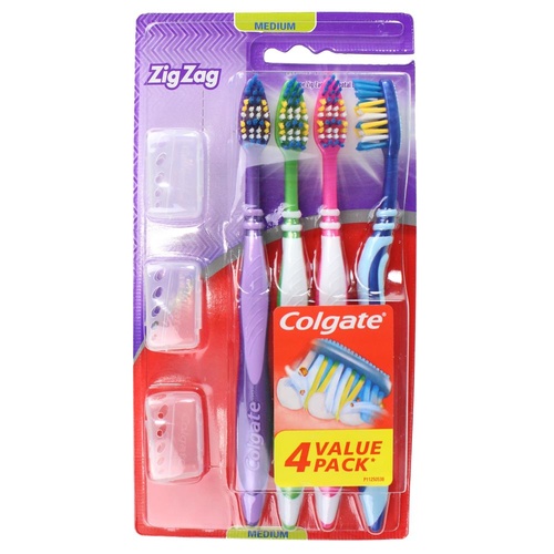 Colgate Soft Zig Zag 4pk Value Pack With 3 Tooth Brush Holder
