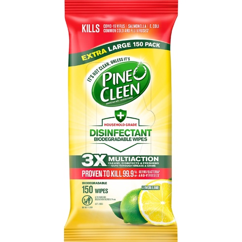 Pine O Cleen Disinfectant Multipurpose Wipes 150PK Lemon Lime