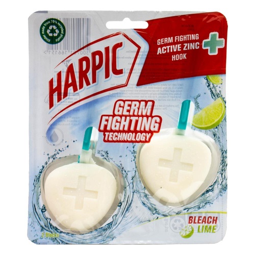 Harpic Pk2 Toilet Cleaner Blocks Bleach Lime
