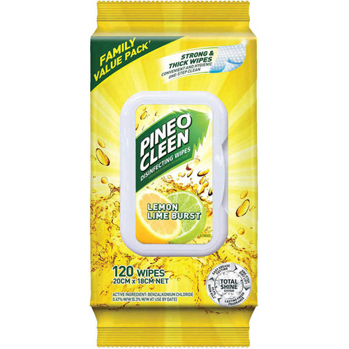 Pine O Cleen Disinfecting Wipes Lemon Lime Burst 120pk