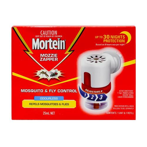 Mortein Mozzie Zapper Peaceful Nights Mosquito Refill & Fly Plug In Prime 25ML