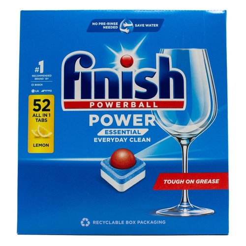 Finish Powerball Dishwasher Tablets All in 1 Power Essential Everyday Clean Lemon 52PK
