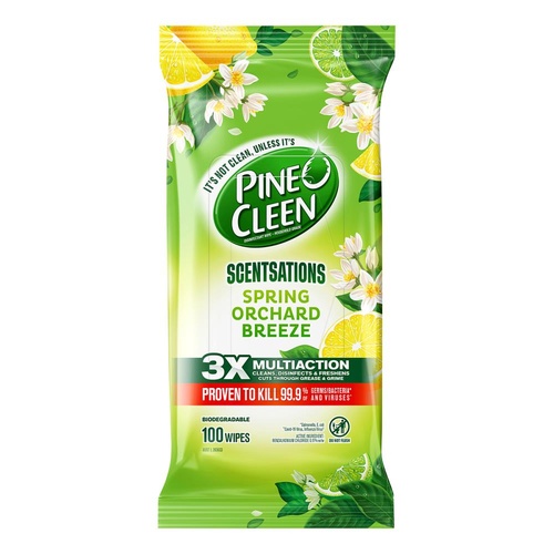 Pine O Cleen Disinfectant Wipes Spring Orchard Breeze PK100