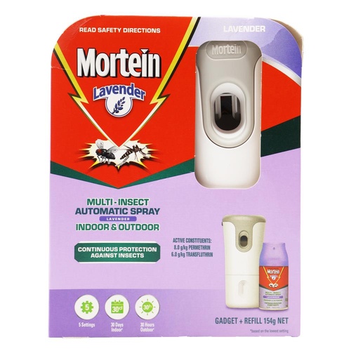 Mortein Lavender Automatic Spray Indoor & Outdoor Gadget + Refill 154g