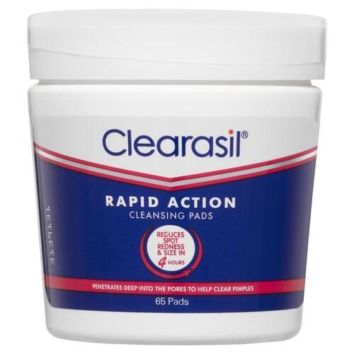 Clearasil Ultra Rapid Action Pimple Face Cleansing Pads 65 Pack