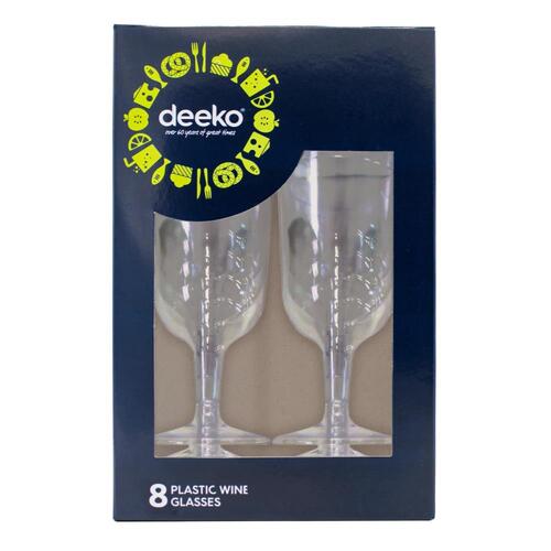 Deeko Plastic Wine Glasses 8pk 