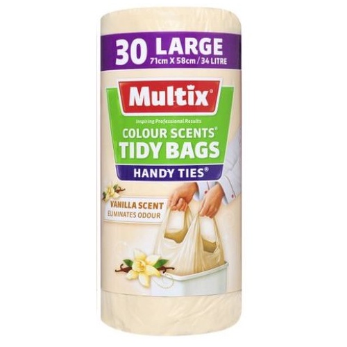 Multix Colour Vanilla Scent Tidy Bags with Handy Ties Large 30pk
