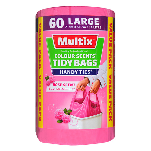 Multix Colour Scents Tidy Bags Handy Ties Large 60pk