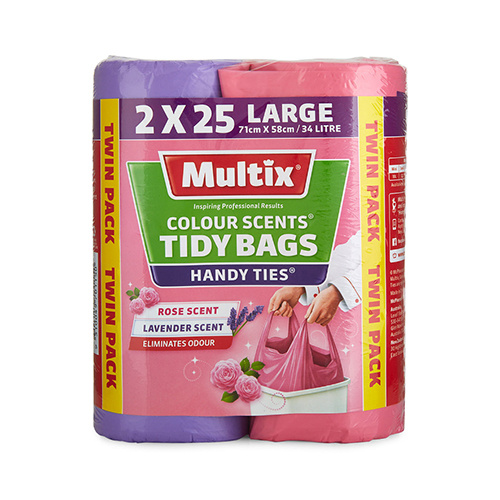 Multix Colour Scents Tidy Bags Handy Ties Large 2 x 25pk