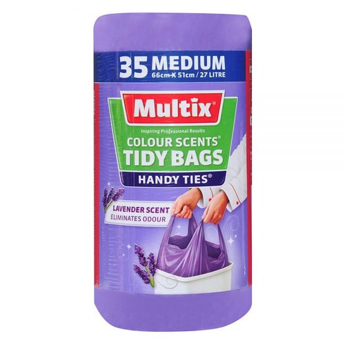 Multix Colour Scents Handy Ties Tidy Bags Medium 35 Pack | Lavender Scent