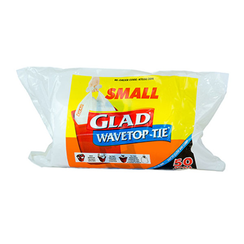 Glad Wavetop Tie Garbage Bags Small 50pk