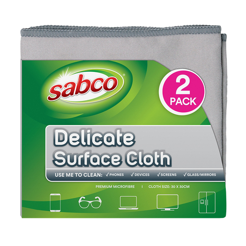 Sabco delicate Surface Premium Microfibre Cloths 2pk 30cm X 30cm