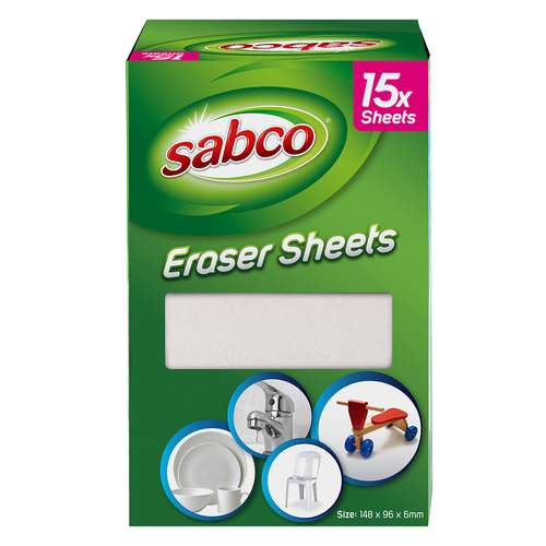 Sabco Eraser Sheets 15pk 148mm X 96mm X 6mm