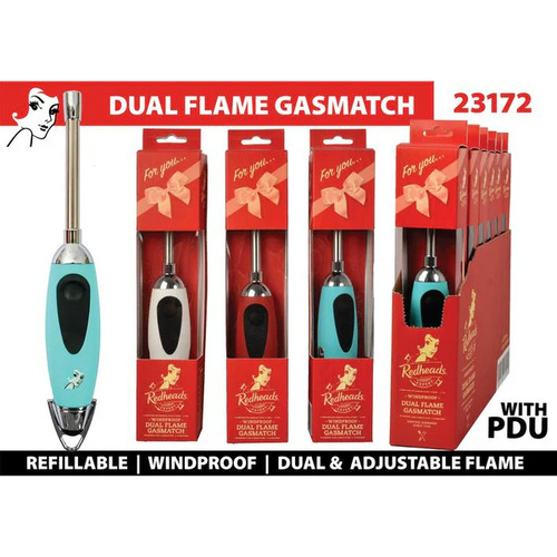 Redheads Windproof Dual Flame Gasmatch (Random Colour Apply)