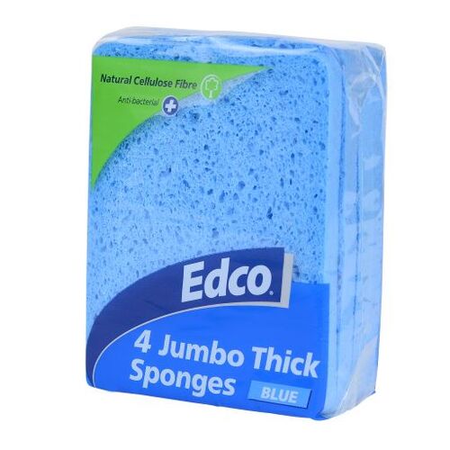Edco Jumbo Thick Blue Sponges 4PK 