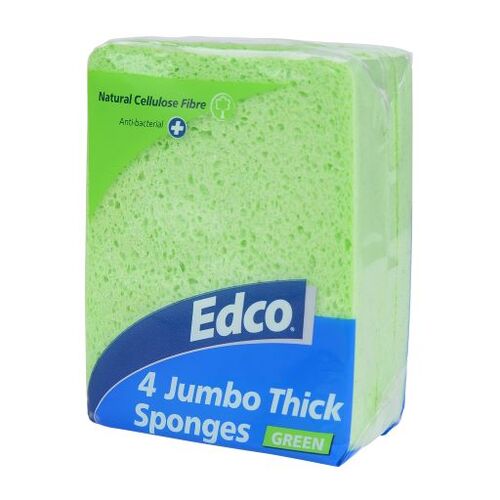 Edco Jumbo Thick Green Sponges 4PK 
