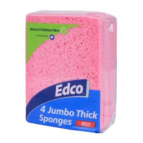 Edco Jumbo Thick Red Sponges 4PK 