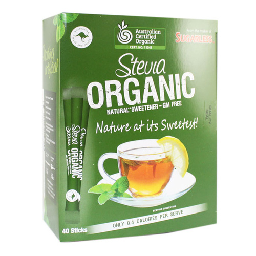 Sugarless Stevia Organic Natural Sweetener Sticks 2g x 40pk