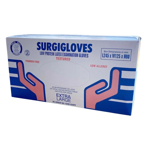 Surgigloves Powdered Latex Examination Gloves Medium 100pk