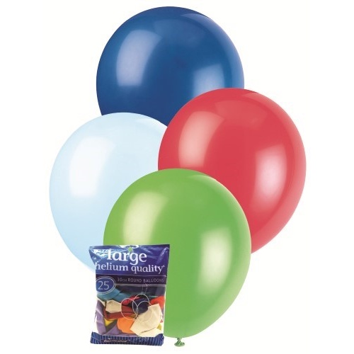 25pk Large Assorted Round Balloons 30cm