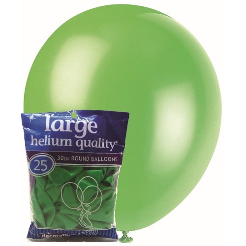 25pk Large Jade Green Round Balloons 30cm