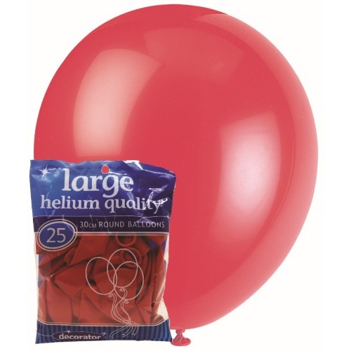 25pk Large Strawberry Red Round Balloons 30cm