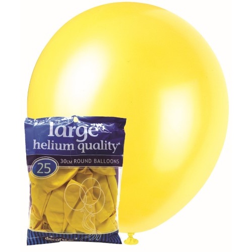 25pk Large Yellow Round Balloons 30cm