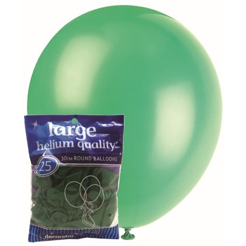 25pk Large Green Round Balloons 30cm