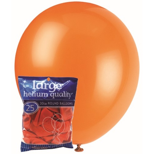 25pk Large Orange Round Balloons 30cm