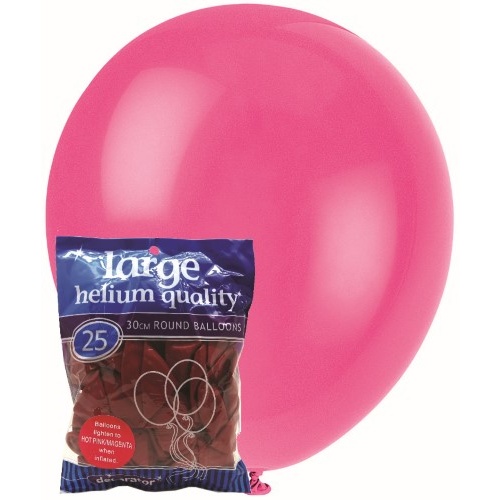 25pk Large Hot Pink Magenta Round Balloons 30cm