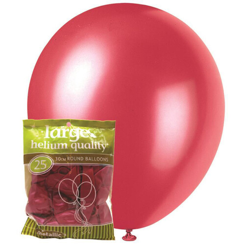 25pk Large Metalic Pink Round Balloons 30cm