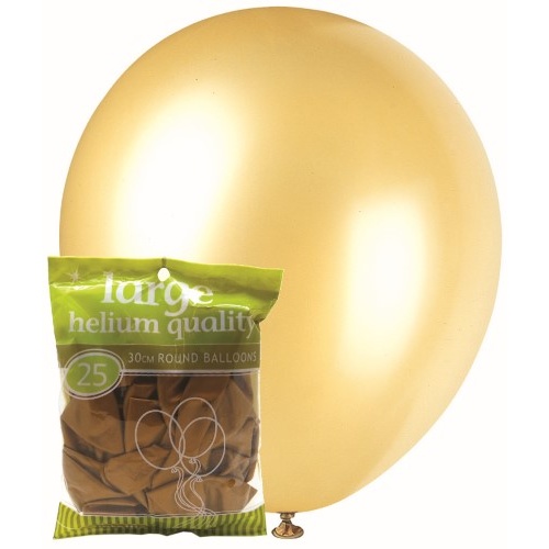 25pk Large Metallic Gold Round Balloons 30cm