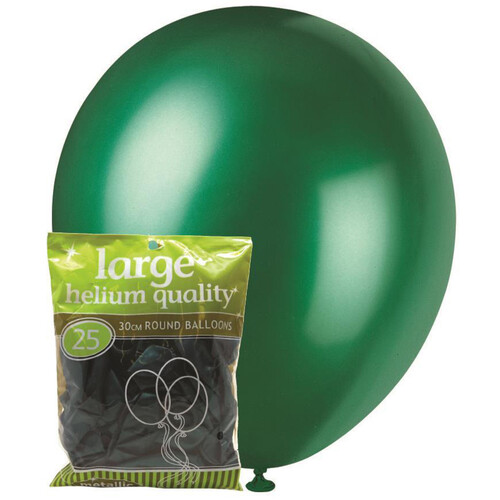 25pk Large Metalic Teal Round Balloons 30cm
