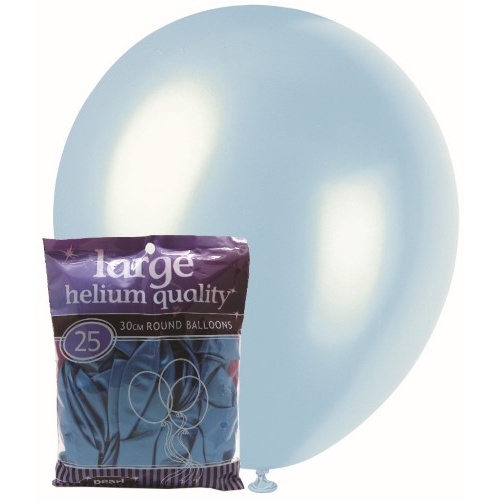 25pk Large Pearl Electric Blue Round Balloons 30cm