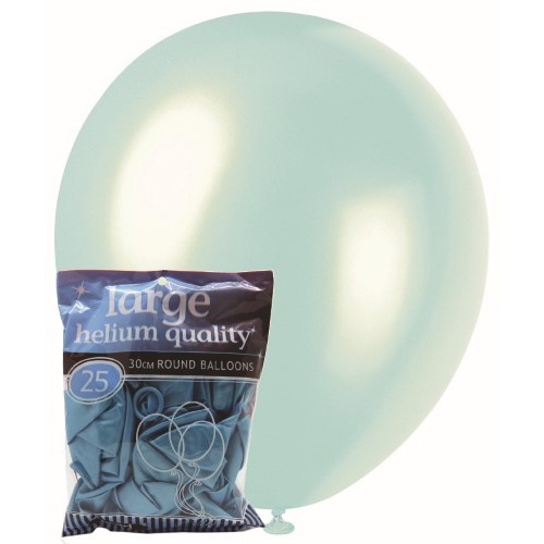 25pk Large Pearl Blue Round Balloons 30cm