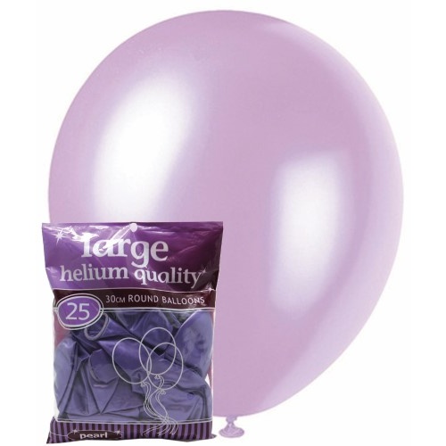 25pk Large Pearl Lavender Round Balloons 30cm