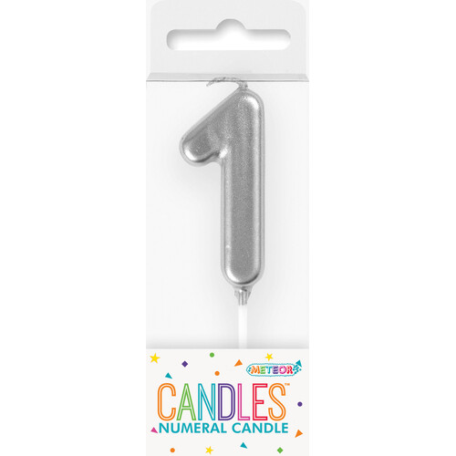 Mini Silver Number Candle 1