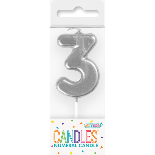 Mini Silver Number Candle 3