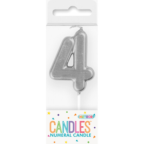 Mini Silver Number Candle 4