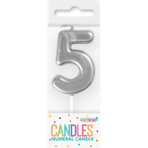 Mini Silver Number Candle 5