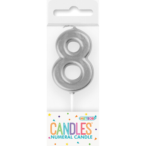 Mini Silver Number Candle 8