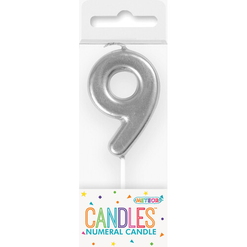 Mini Silver Number Candle 9