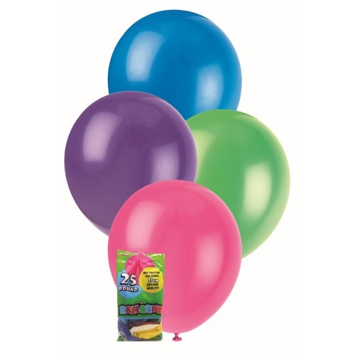 25cm Assorted Pearl Colours Decorator Balloons 20pk