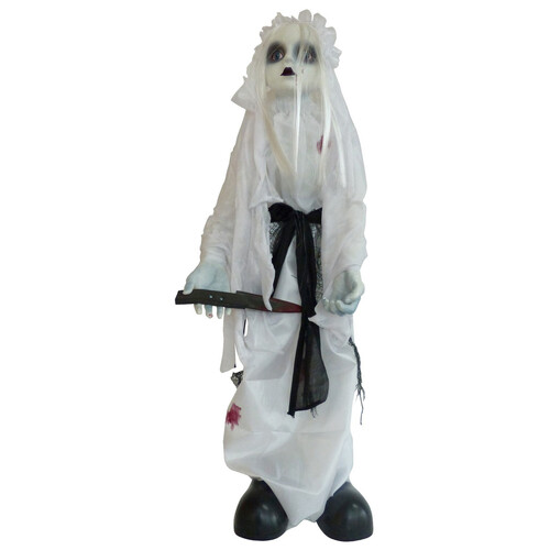 ZOMBIE BRIDE - SOUND ACTIVATED WITH MOVING ARMS, HEAD, LIGHT UP EYES AND SPOOKY SOUNDS 75CM (29.5")